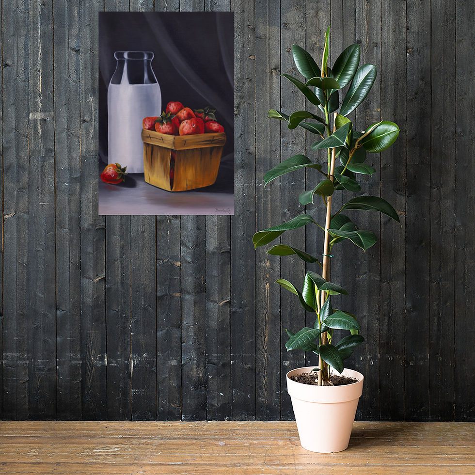 Thumbnail: "Strawberries And Milk" Art Poster