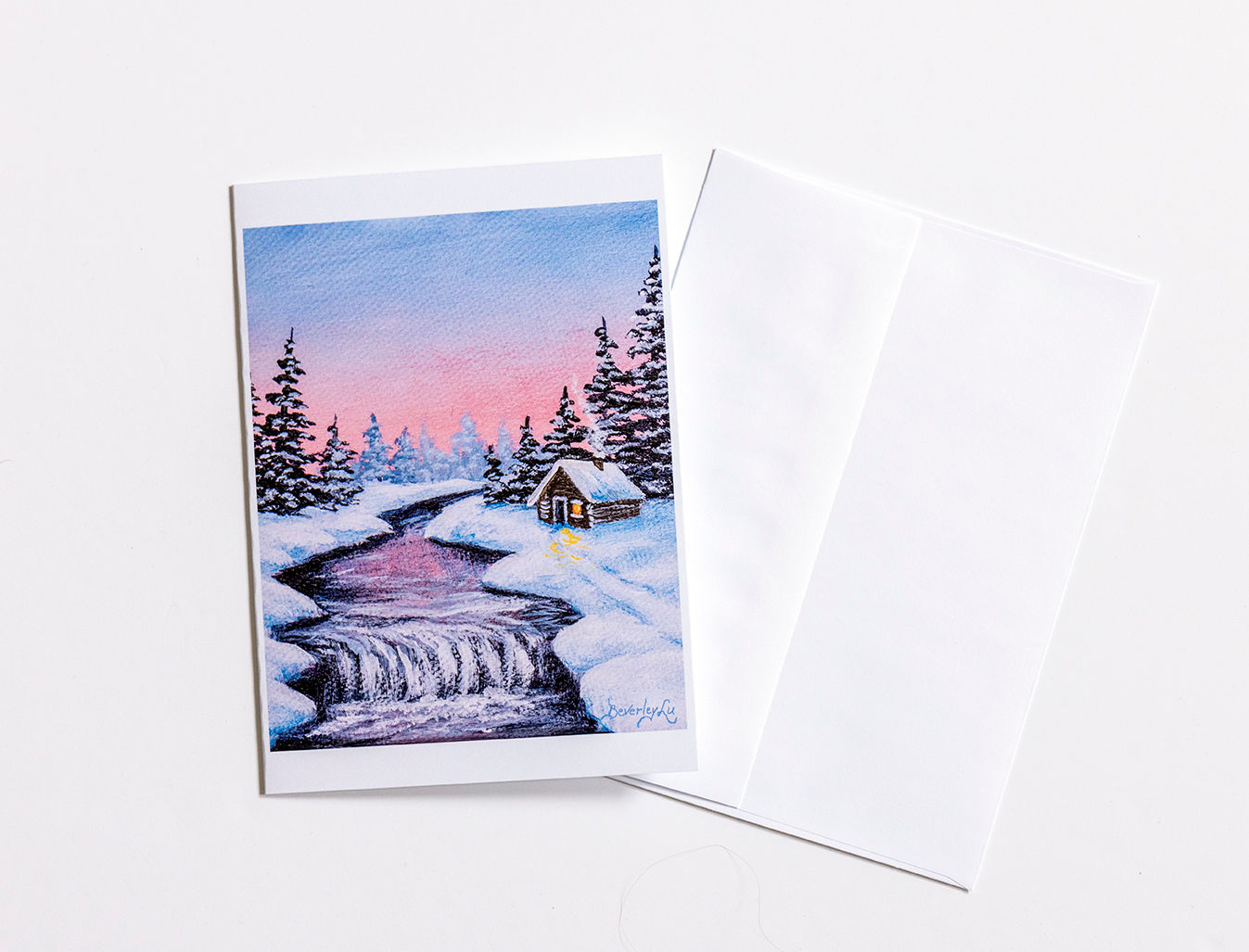 Winter Sunrise & Waterfall Card