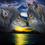 Thumbnail: two spirit wolves at sunset original painting