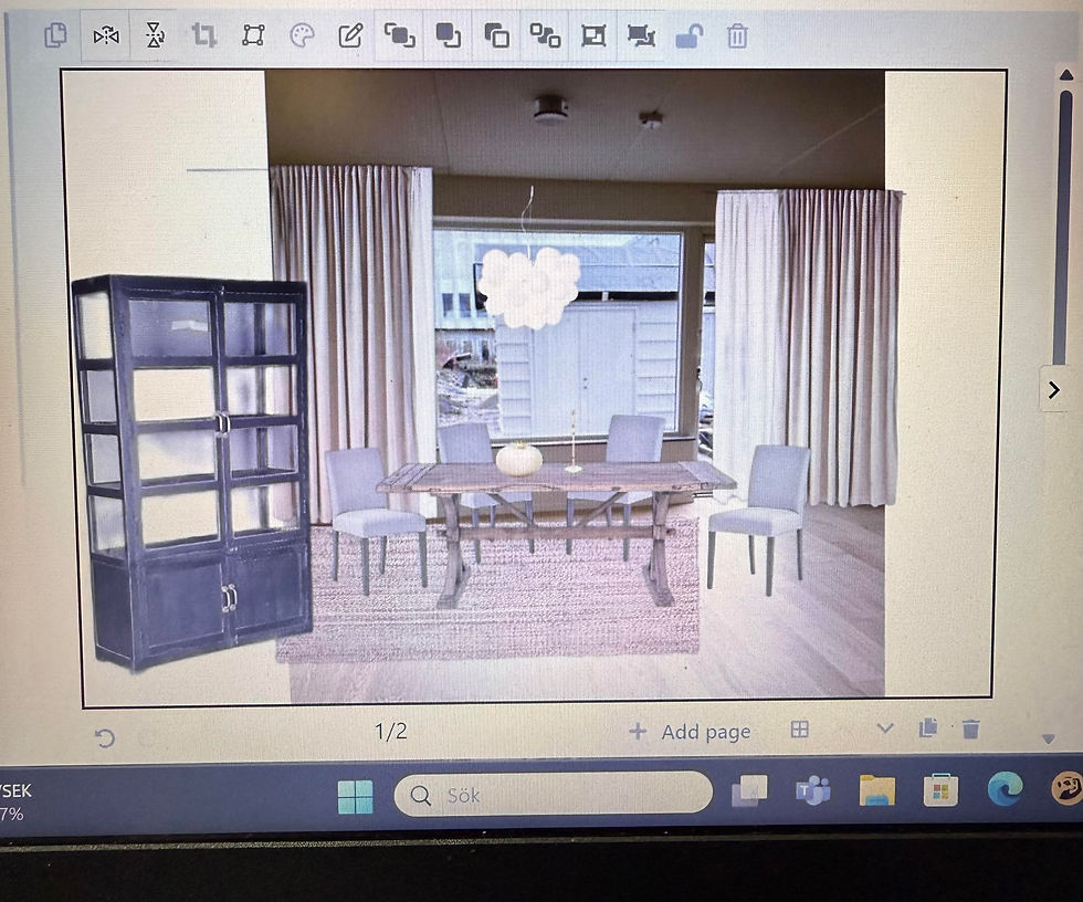 Så här såg en av många bilder ut för en presentation av möbler och belysning