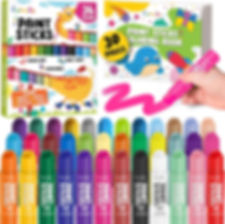 36 Washable Tempera Paint Sticks for Kids with Coloring Book