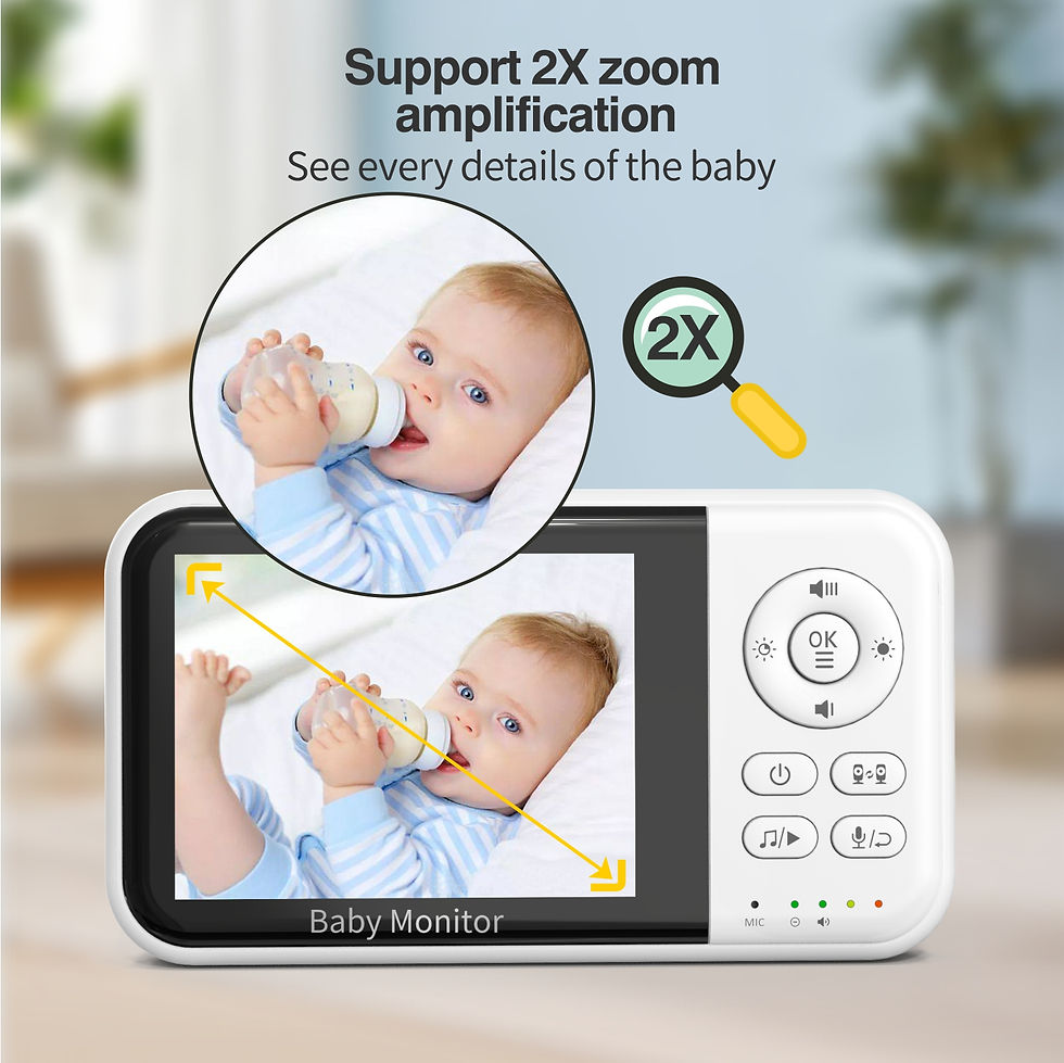 Miniatura: Baby Monitor with Camera and Night Vision 3.2 Inch Screen 2-Way Audio Temperatur