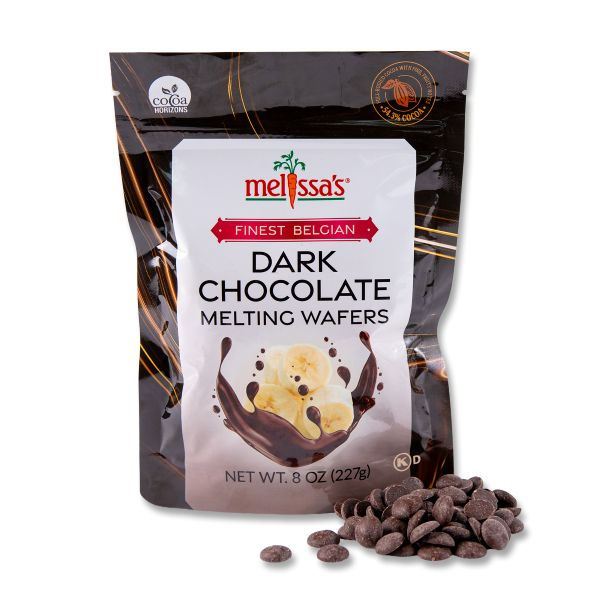 Bag of Melissa's Dark Chocolate Melting Wafers