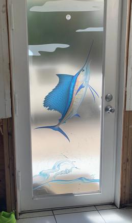 Fishing design, Sailfish in color, jumping out of water. texturized design,