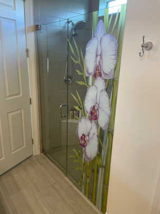 Custom Decorative flower design with orchids and bamboos.