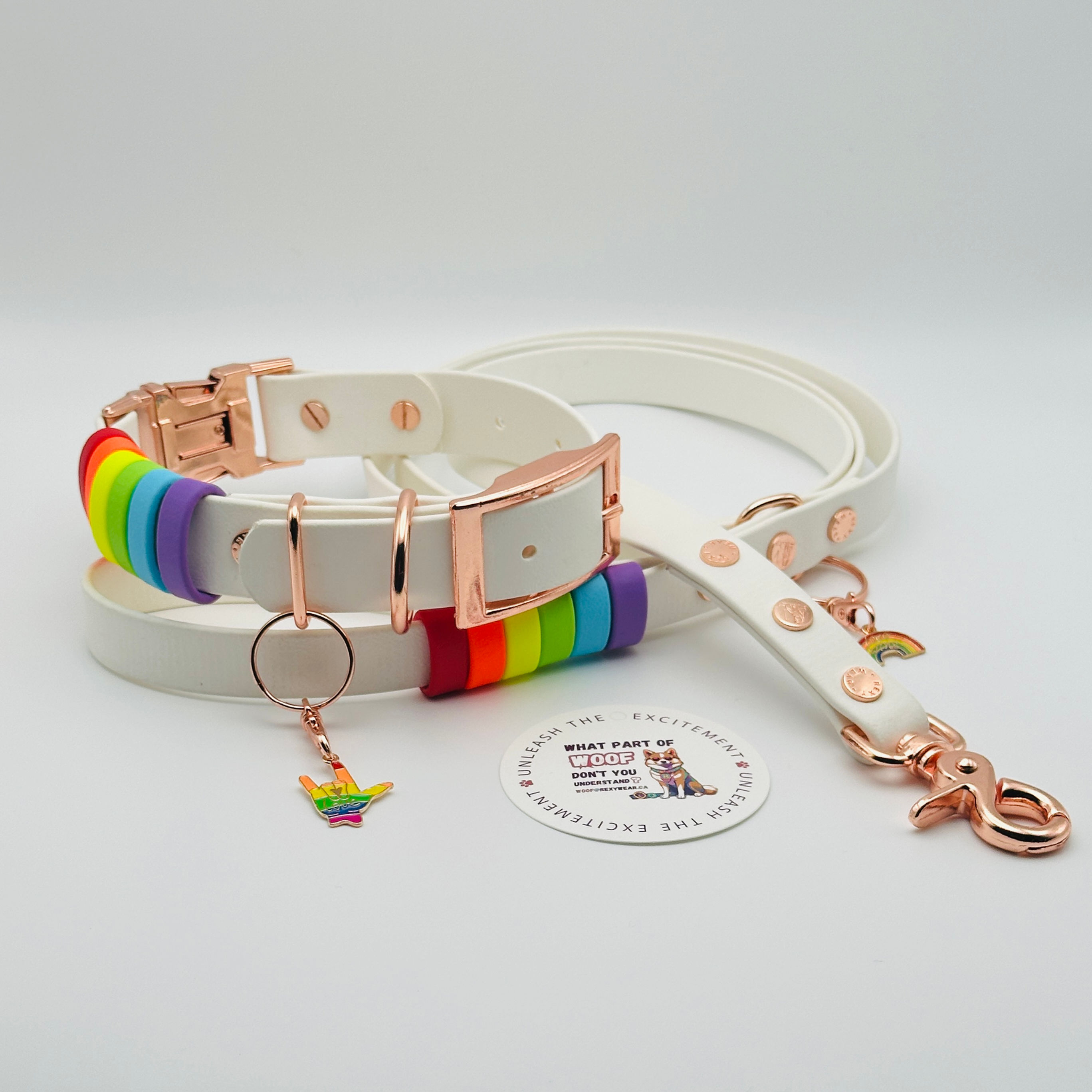 QuickAdapt Collar and Leash Set (Pride-White)
