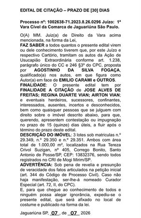 Edital de Citação- 7/07/2026
