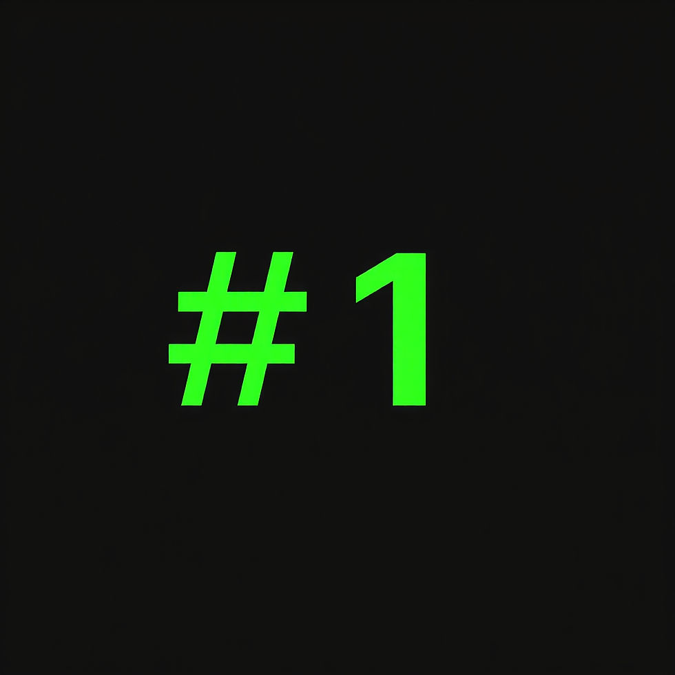 I want a black square with _#1_ in green with Roboto font in bold.jpg