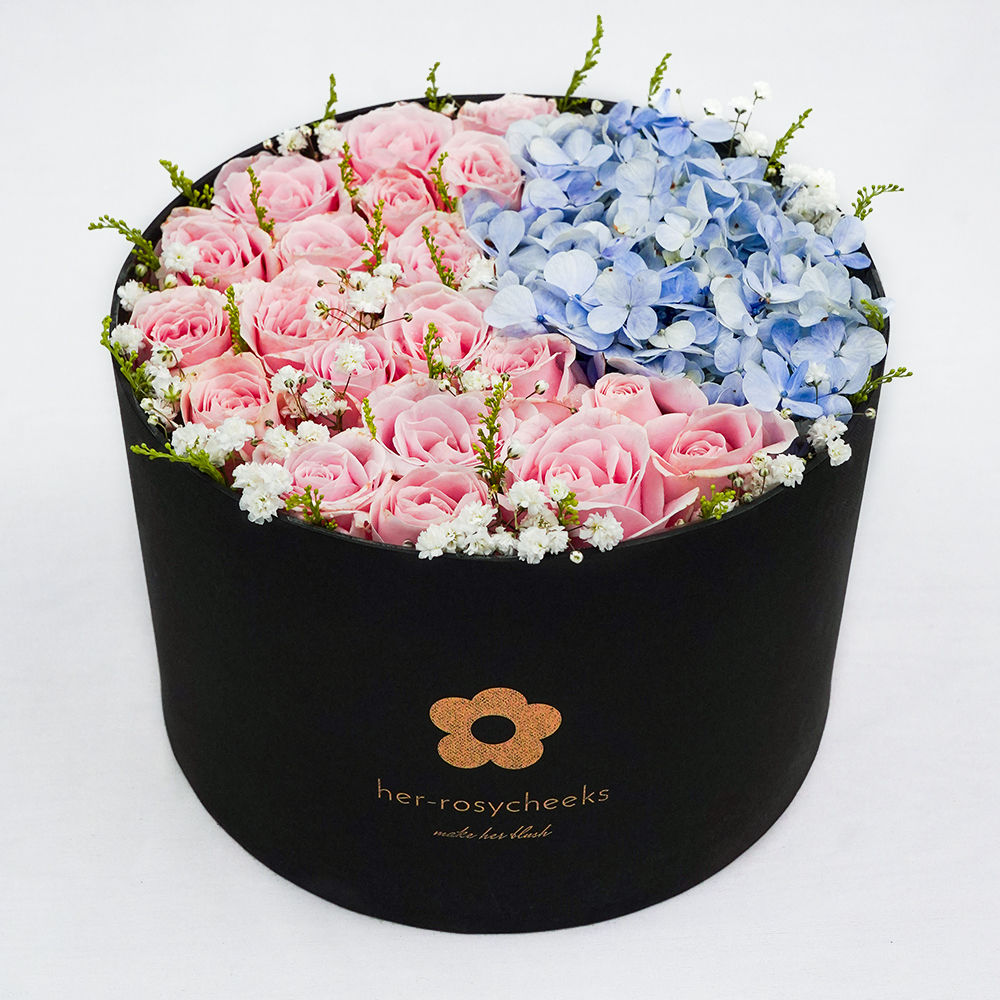 Soft Pink & Blue Bloom-in-Box (L)