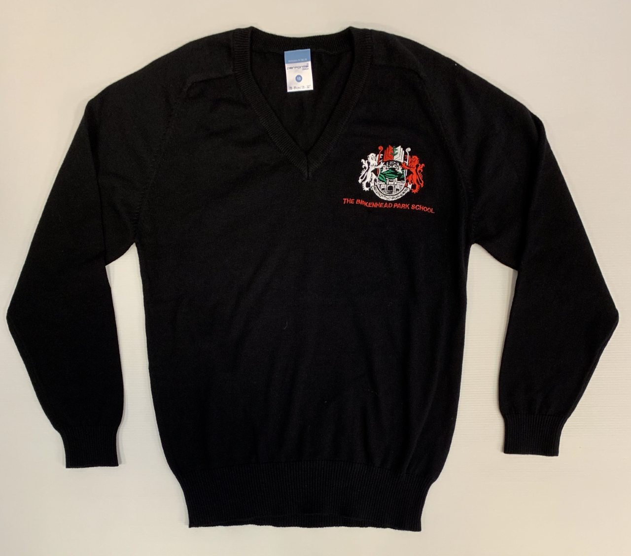 Black V-Neck Knitted Jumper with Birkenhead Logo