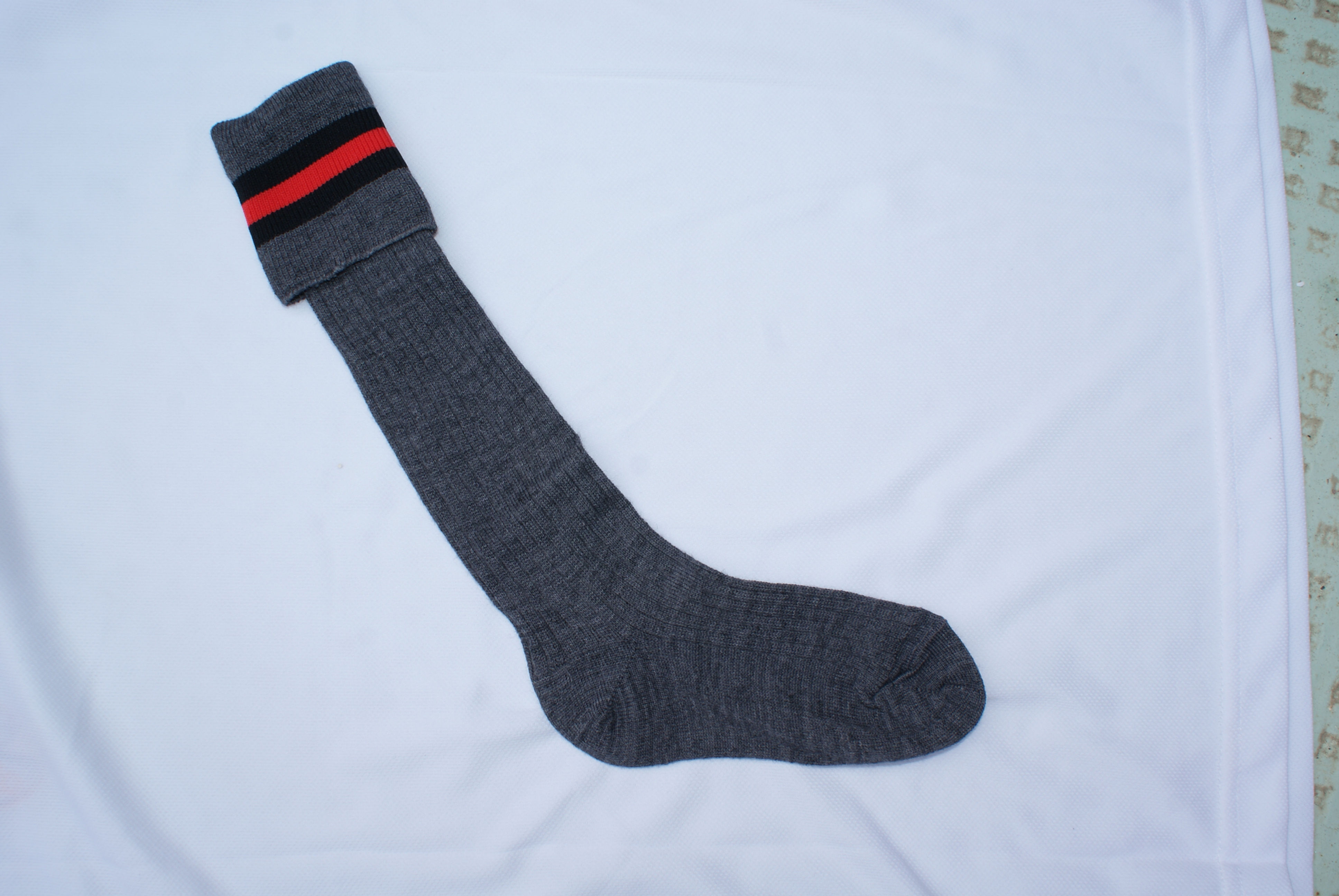 Grey Socks with red stripe