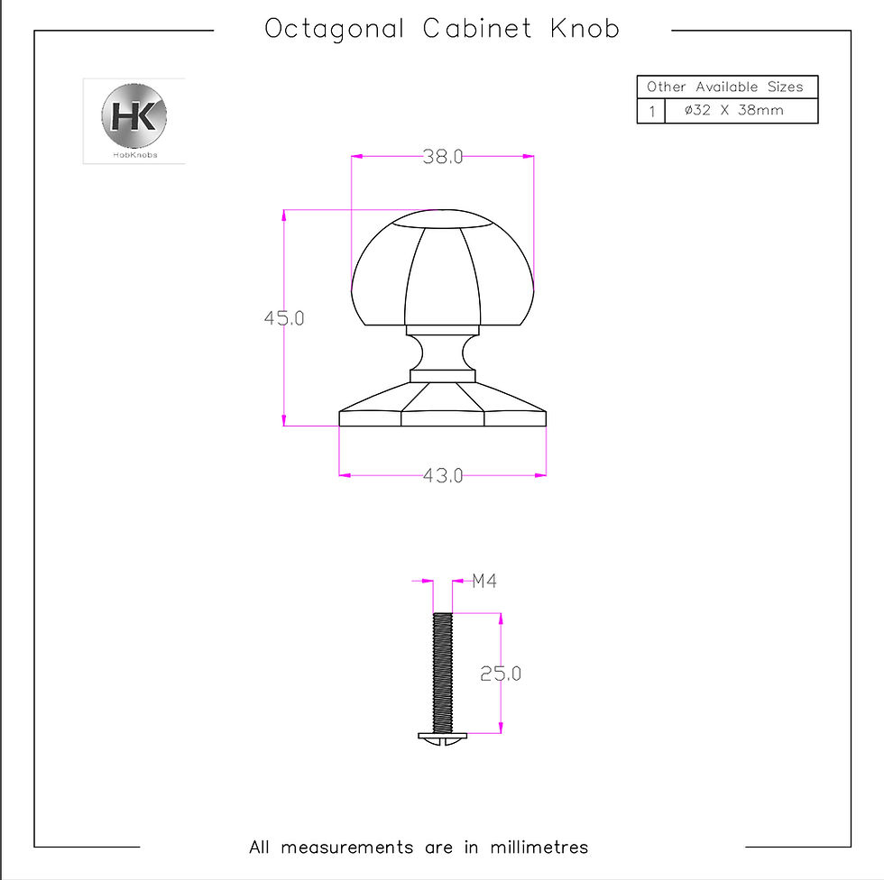 Thumbnail: Octagonal Antique Brass Knob 38mm (1)