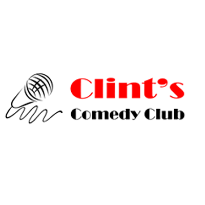 Clint's Comedy Club logo with a microphone drawing. Entertainment venue icon.