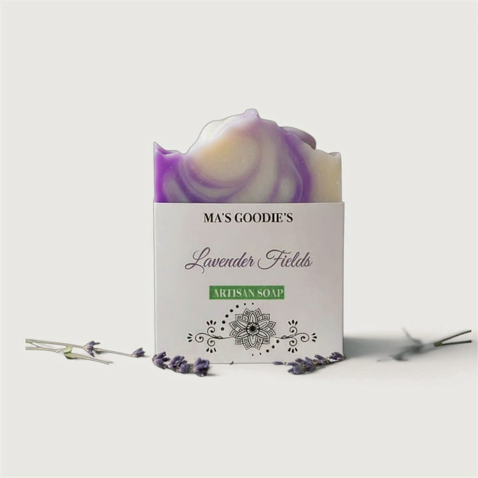 Lavender fields artisan soap bar high angle view
