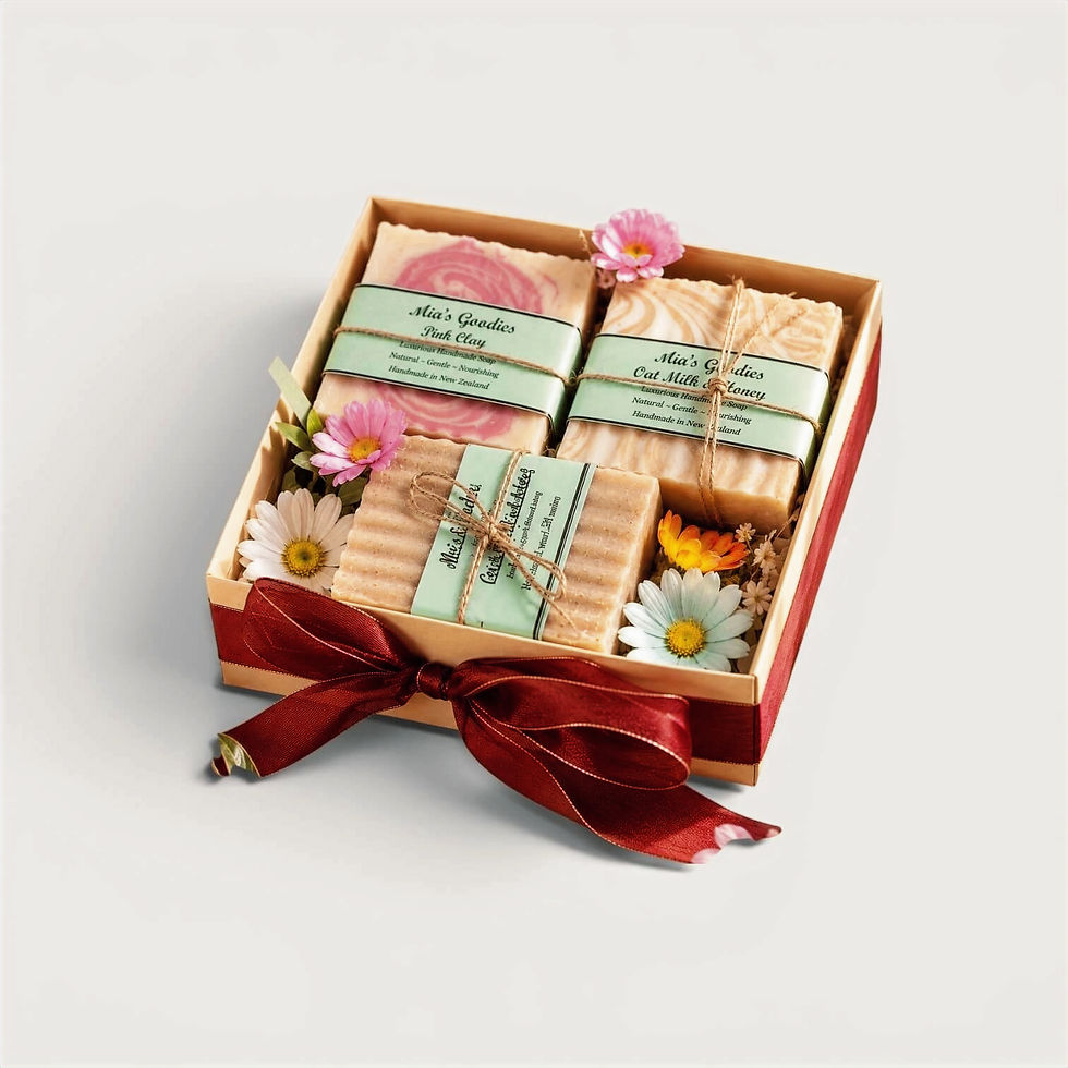 The Milk Bar Collection — Handmade Milk Soap Trio NZ high angle view