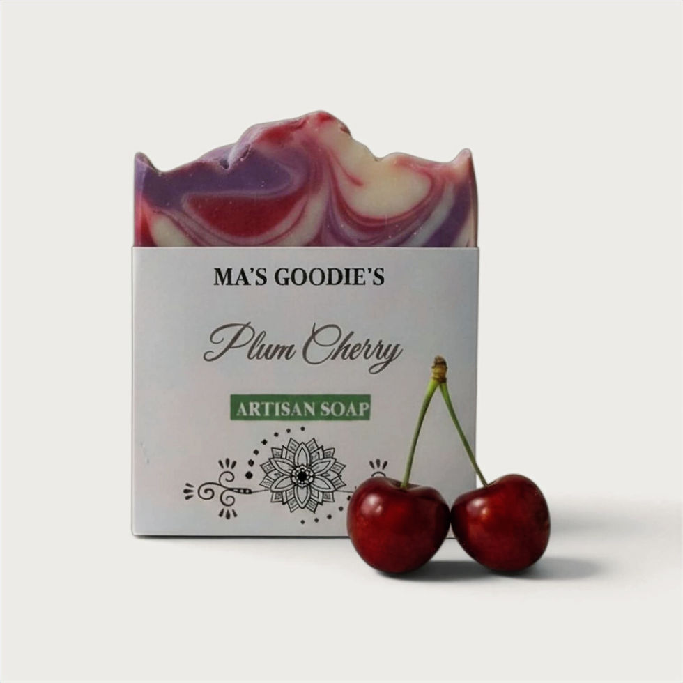 Plum Cherry Artisan Soap Bar high angle view