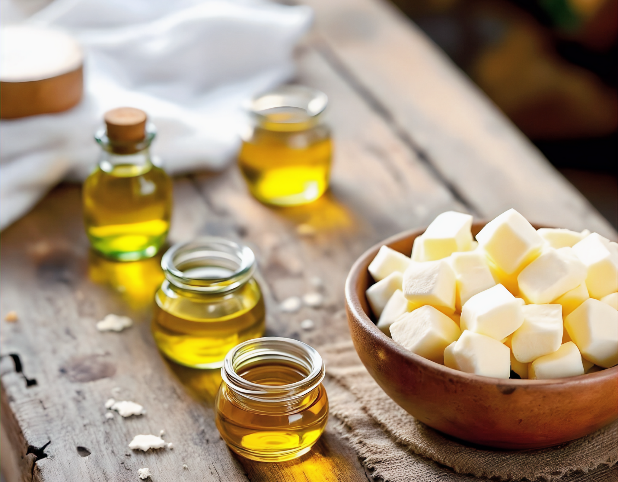 plant oils and shea butter used in Ma's Goodie's skincare products