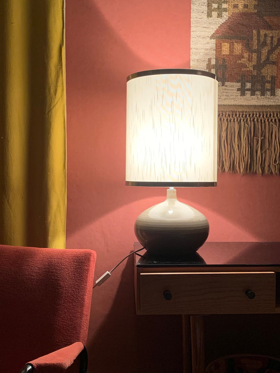 Miniature : Lampe boule vintage en grès 