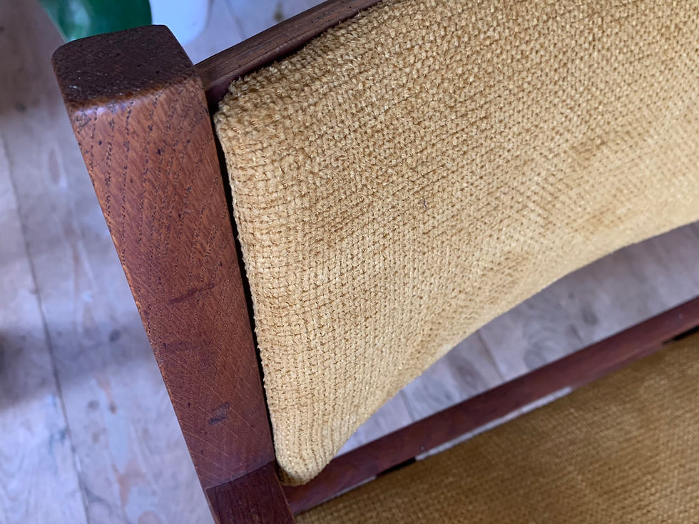 Miniature : Fauteuil vintage danois de Borge Mogensen velours jaune