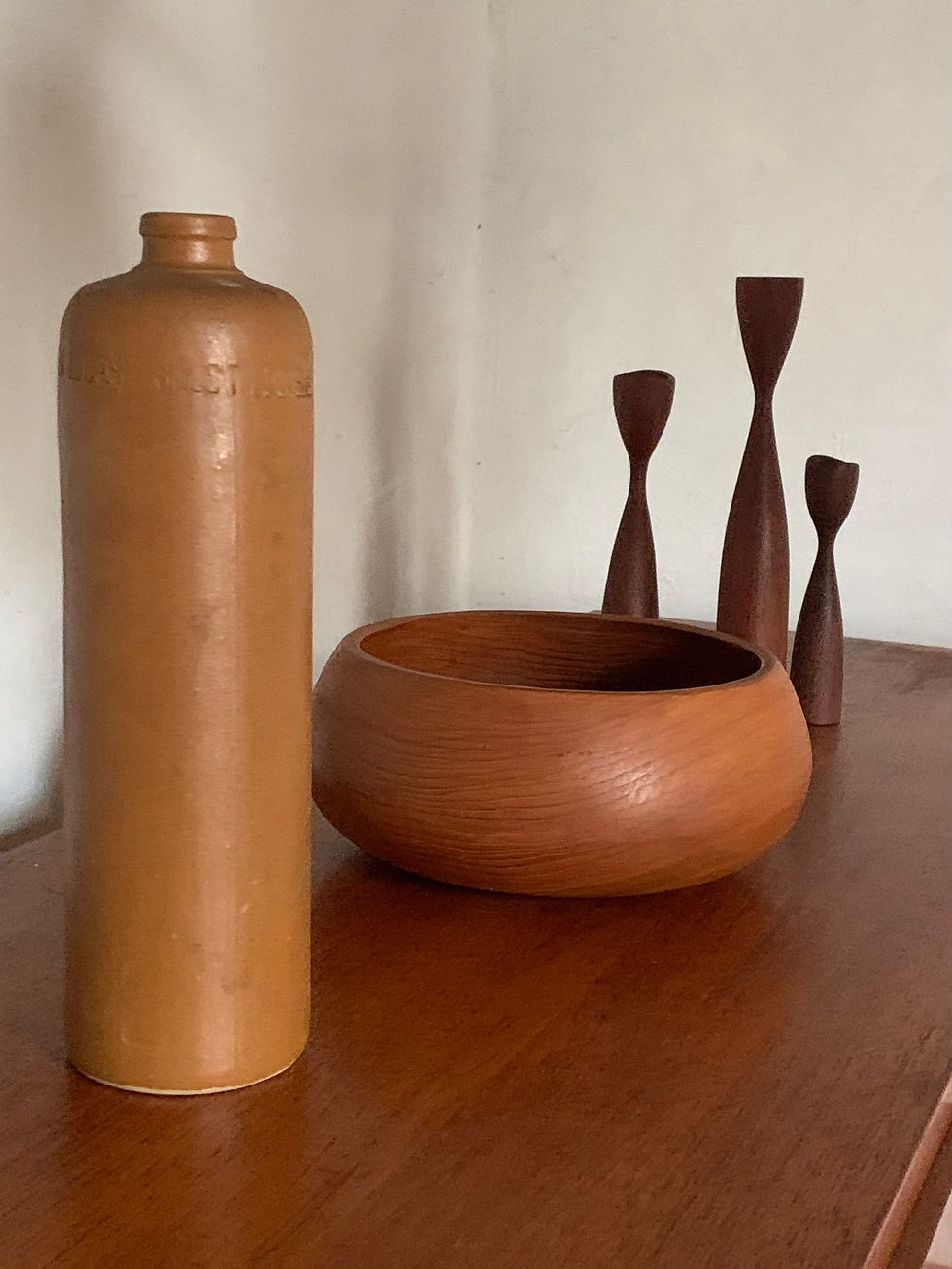 Miniature : Vase bouteille soliflore grès Céramique vintage Erven Lucas 
