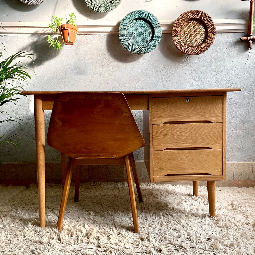 Miniature : Bureau en chêne vintage  style scandinave 