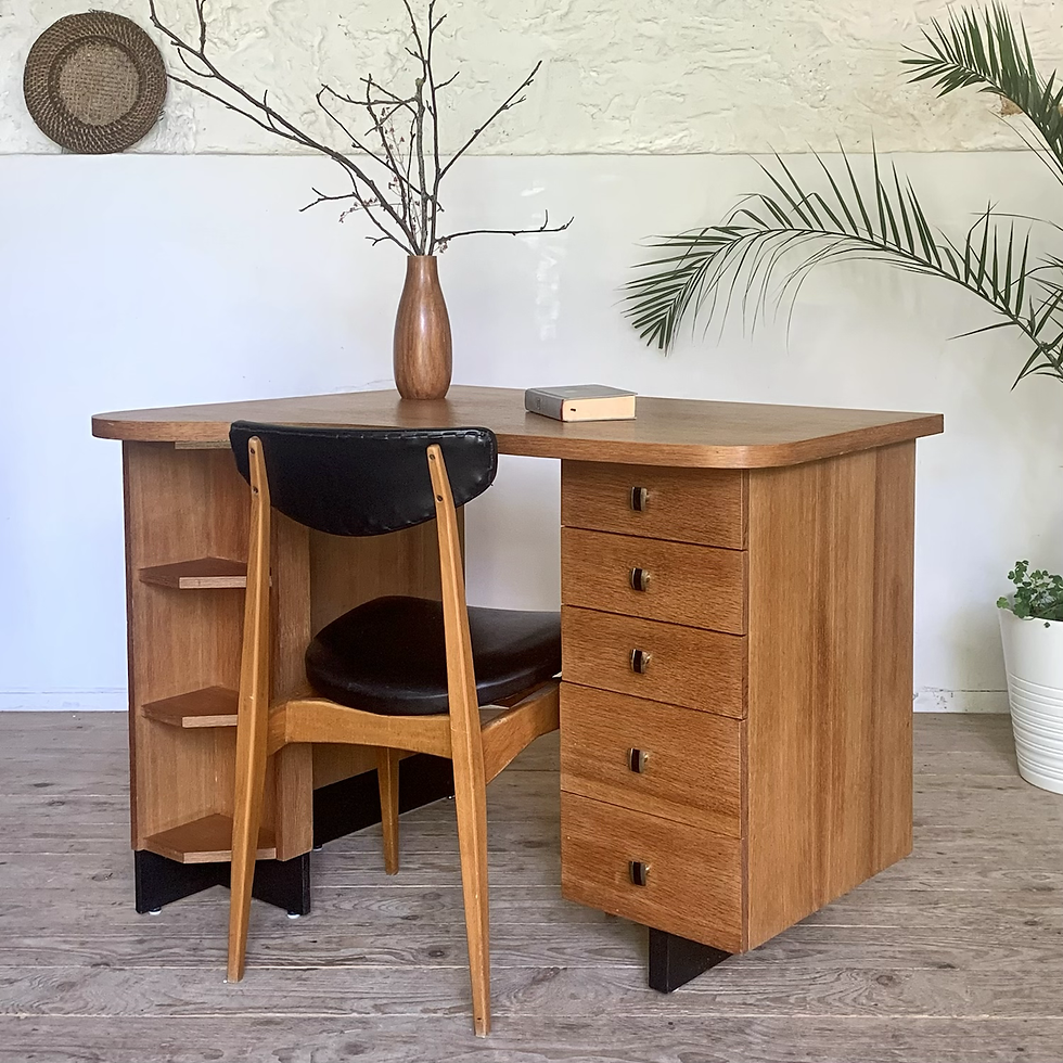Miniature : Bureau boomerang en chêne vintage