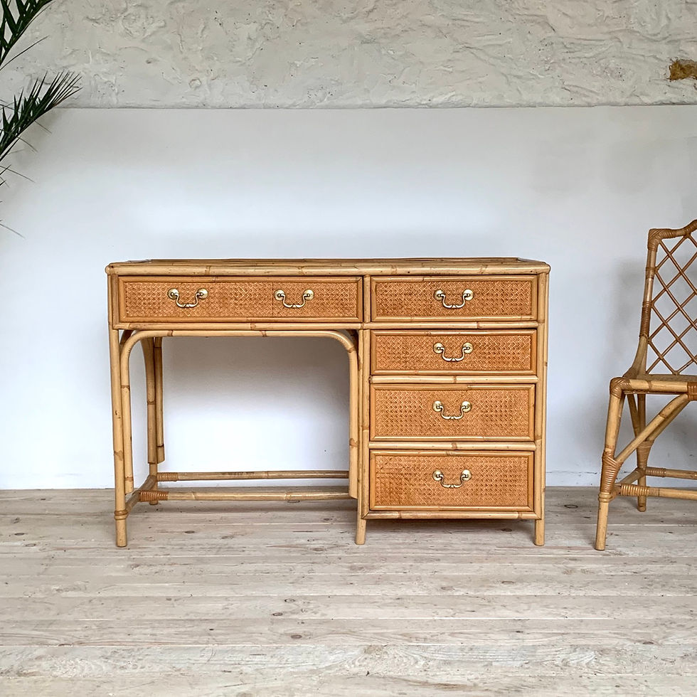Miniature : Bureau vintage en cannage 