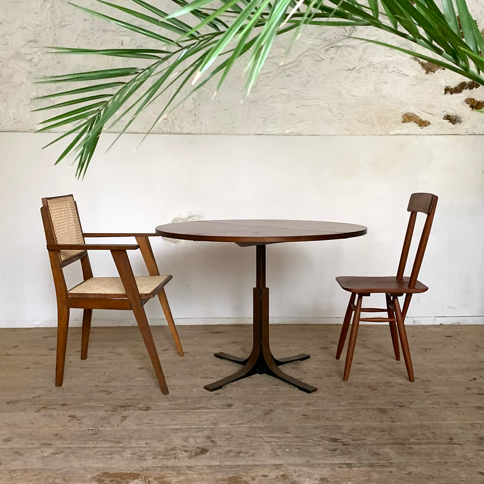 Table modulable ronde vintage pied central étoile