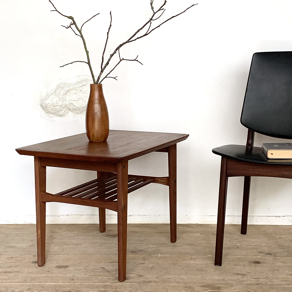 Table basse teck Porte-revue scandinave vintage