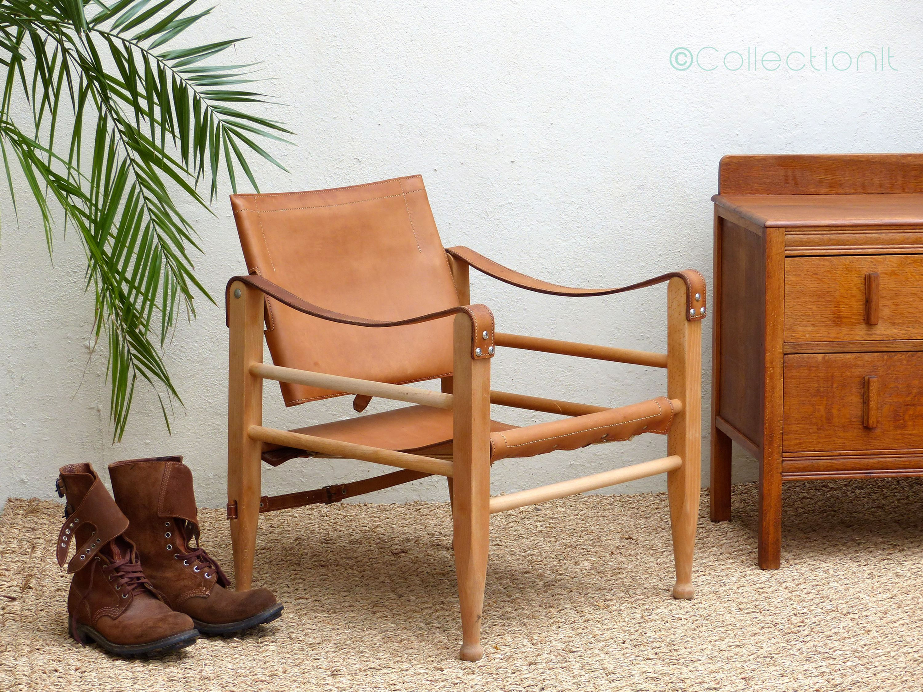 Fauteuil  safari scandinave vintage de Aage Bruun et Fils - Danemark