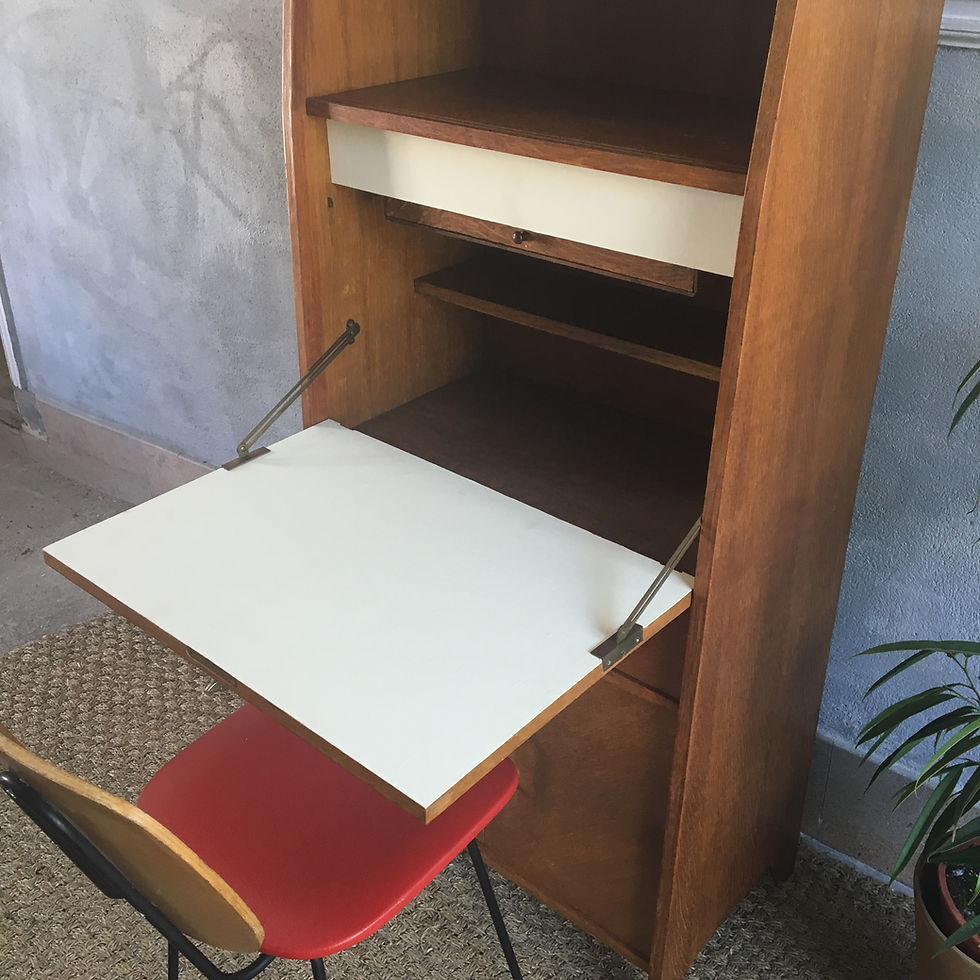 Miniature : Bureau secrétaire vintage en chêne