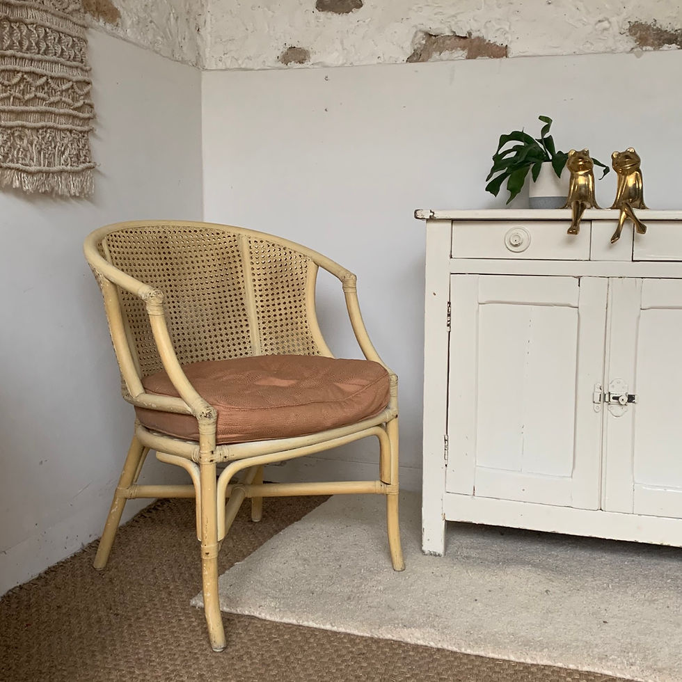 Miniature : Chaise  vintage rotin et cannage