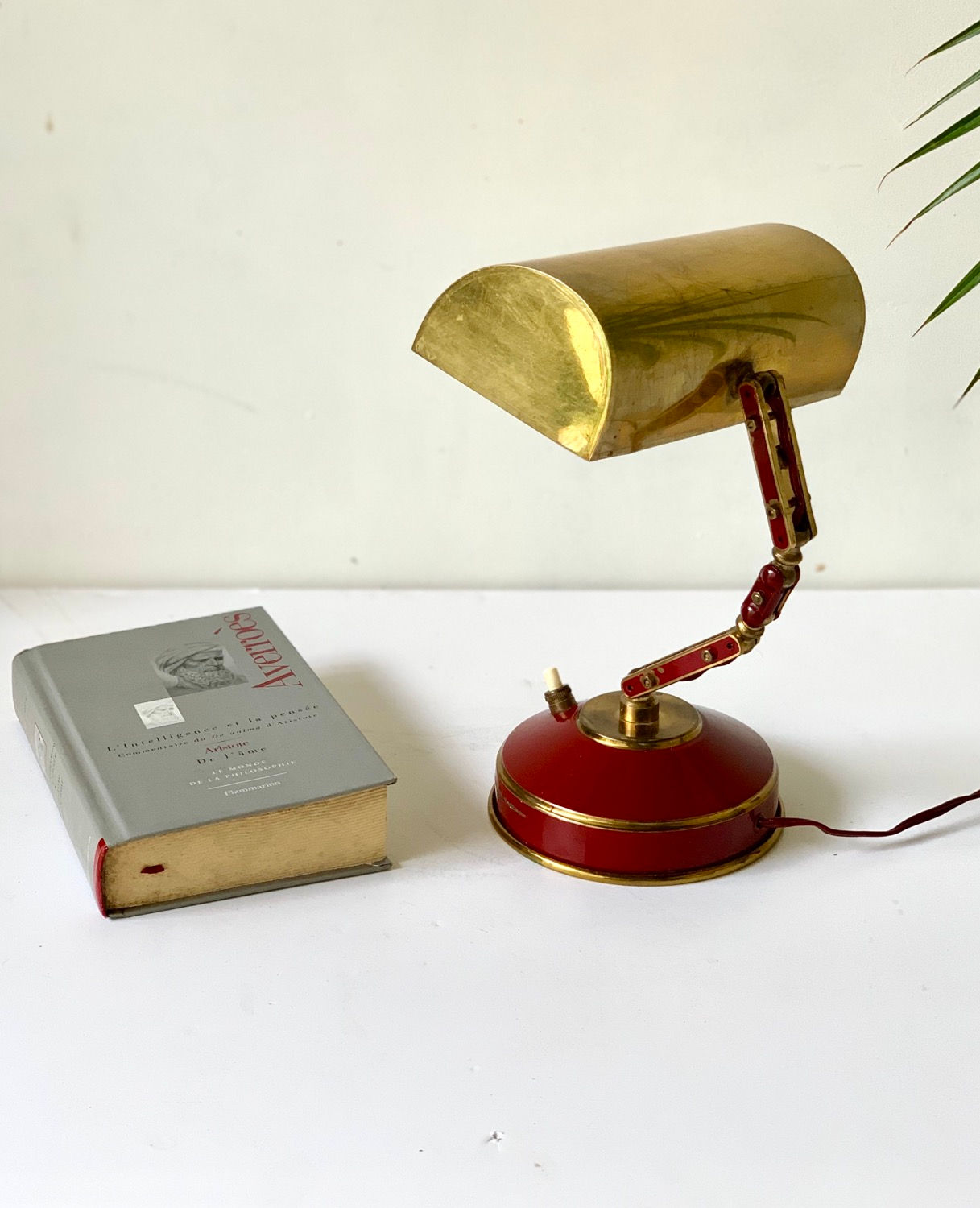 Lampe articulée en laiton vintage 1950