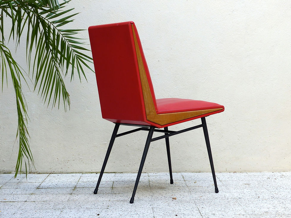 Miniature : Chaise bois et métal vintage français