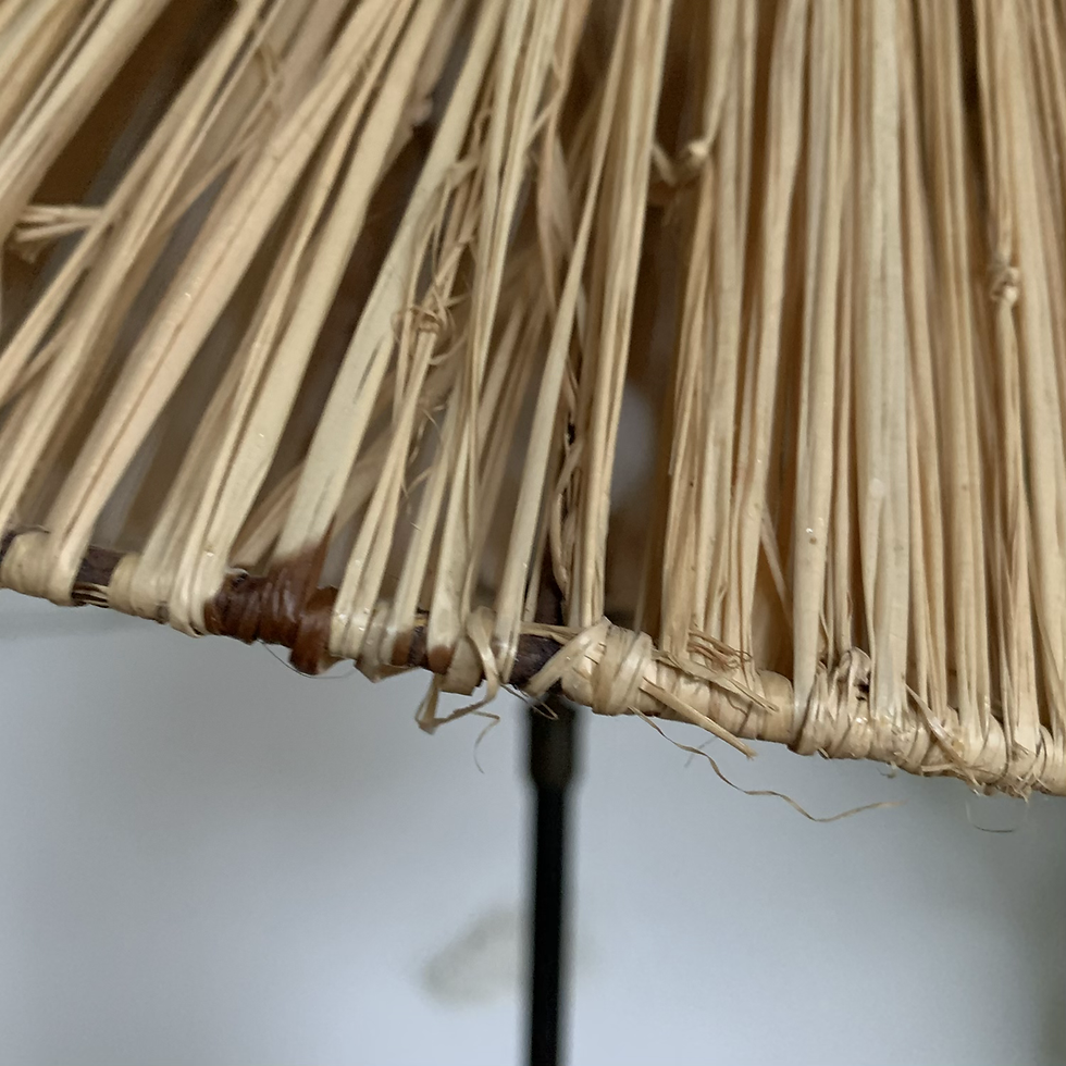 Miniature : Lampadaire vintage tripode abat-jour rafia  