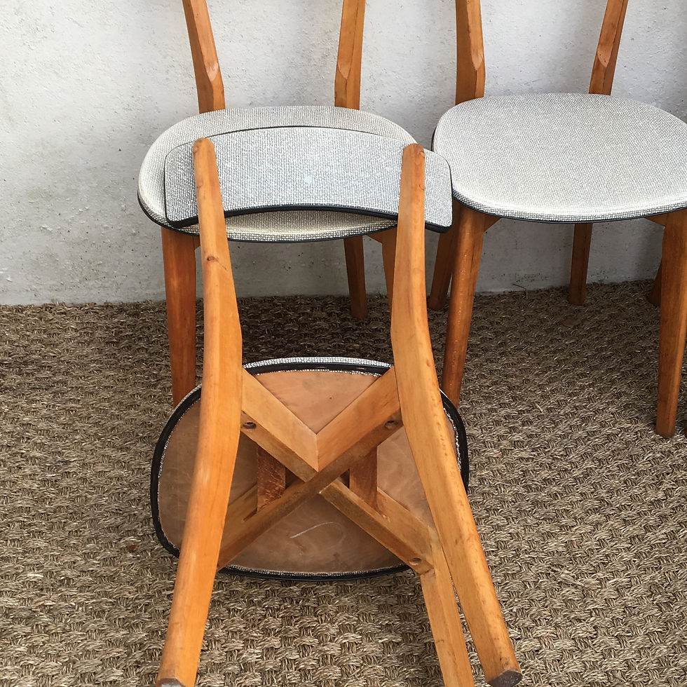 Miniature : Chaises vintage françaises gris chiné - les 4