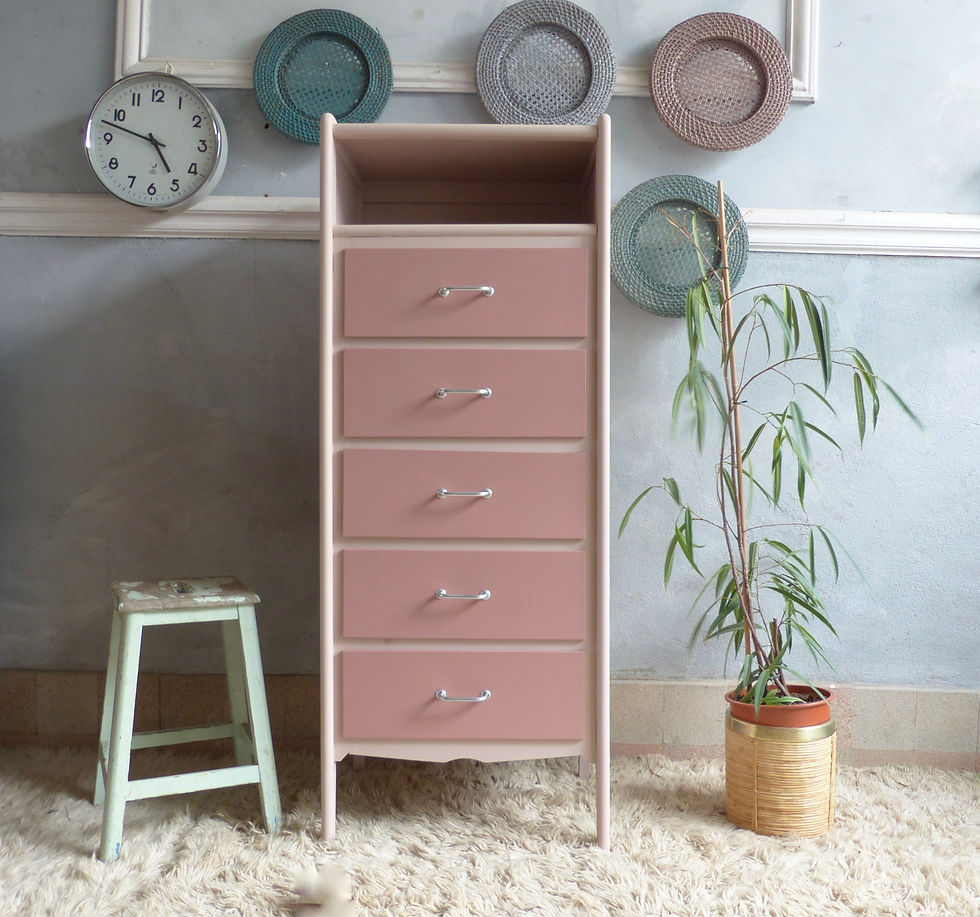 Commode chiffonnier vintage rose