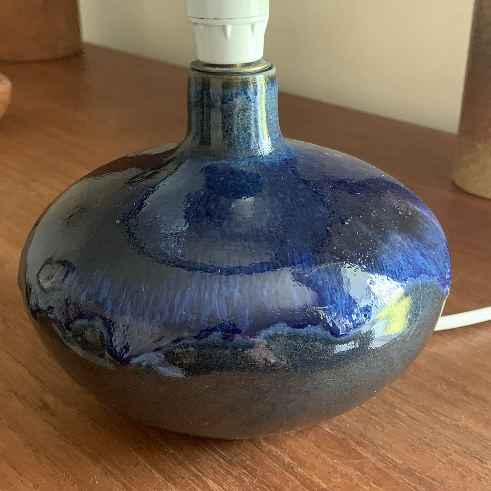 Miniature : Lampe de table vintage en céramique bleue 
