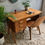 Miniature : Bureau vintage en chêne pied compas