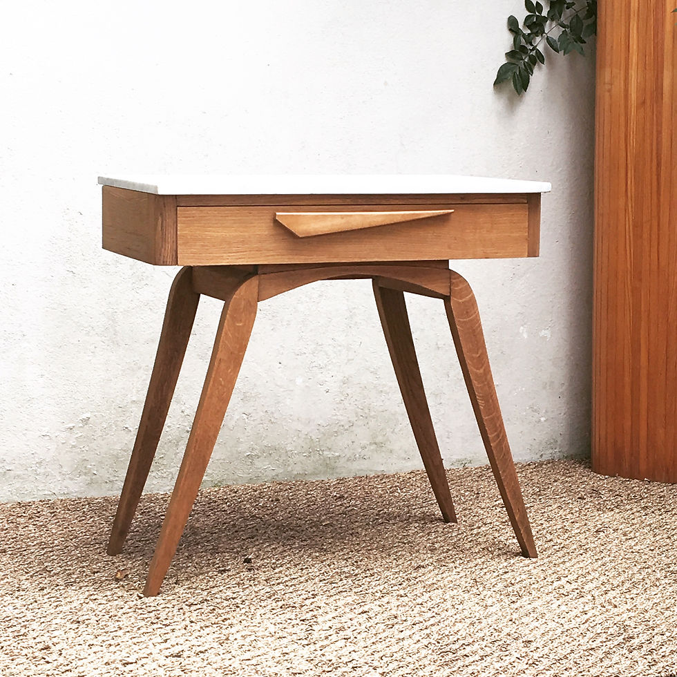 Coiffeuse vintage en marbre et chêne massif