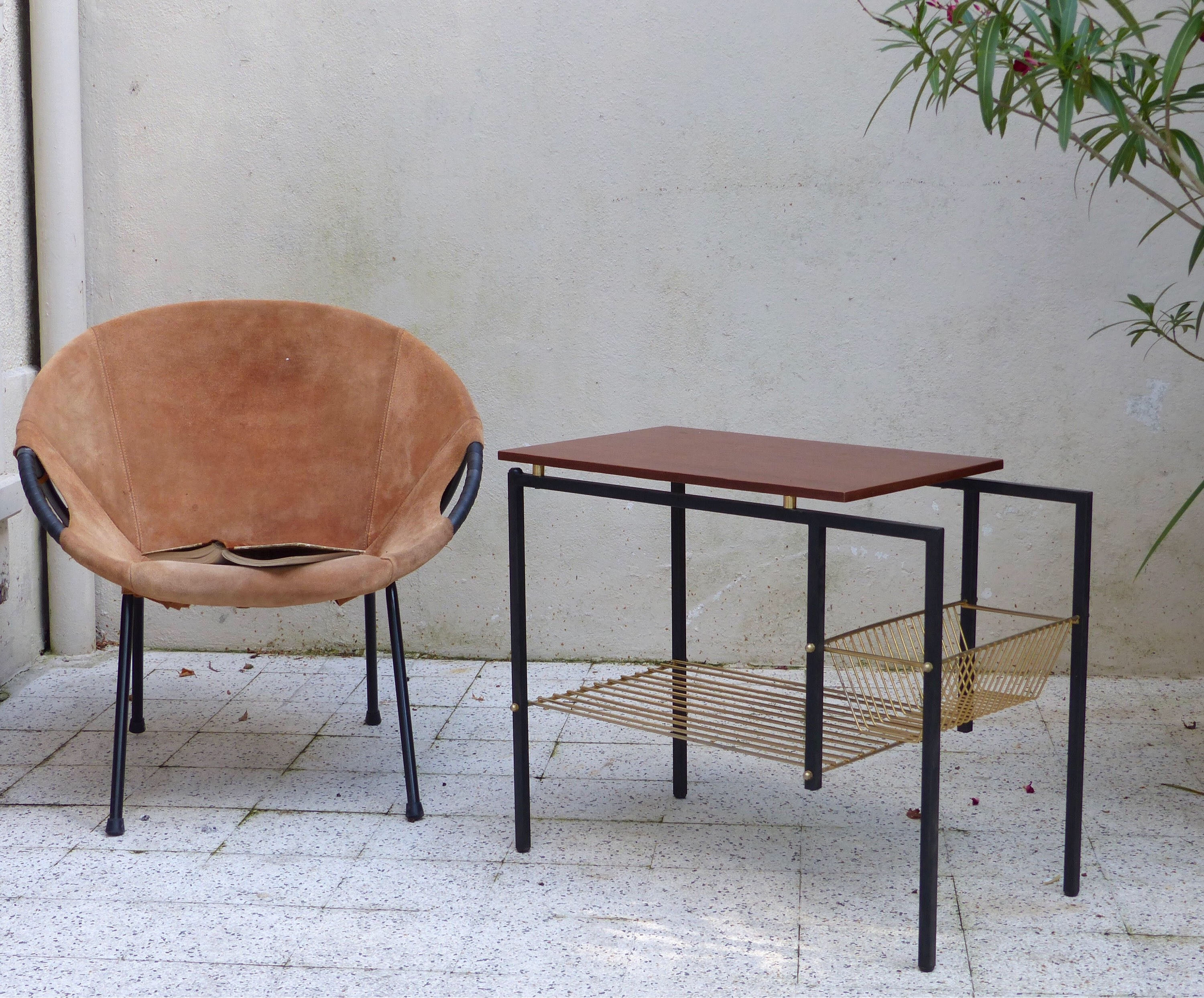 Table basse vintage - porte-revues vintage  - table d'appoint 