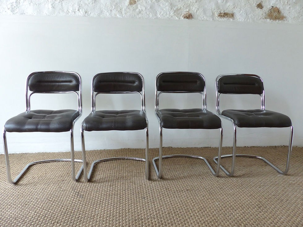 Miniature : Chaises traineau chromés année 70 vintage