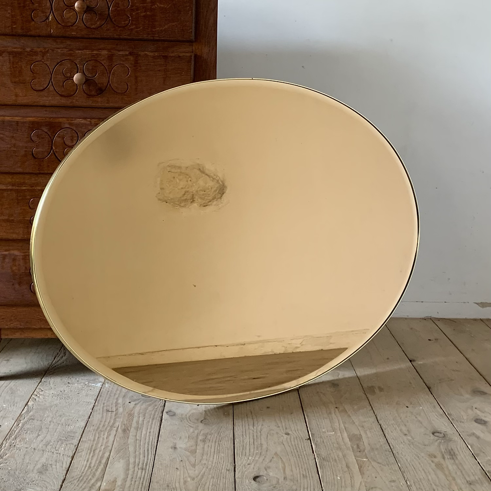 Miroir mural ovale fumé vintage 