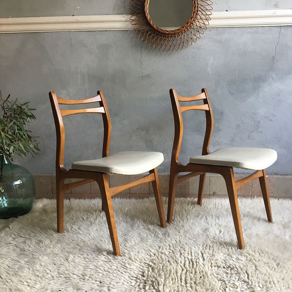 Miniature : Chaises vintage style scandinaves blanches