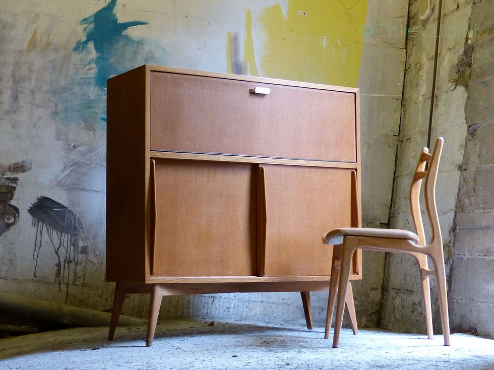 Buffet Bureau secrétaire bar vintage en chêne