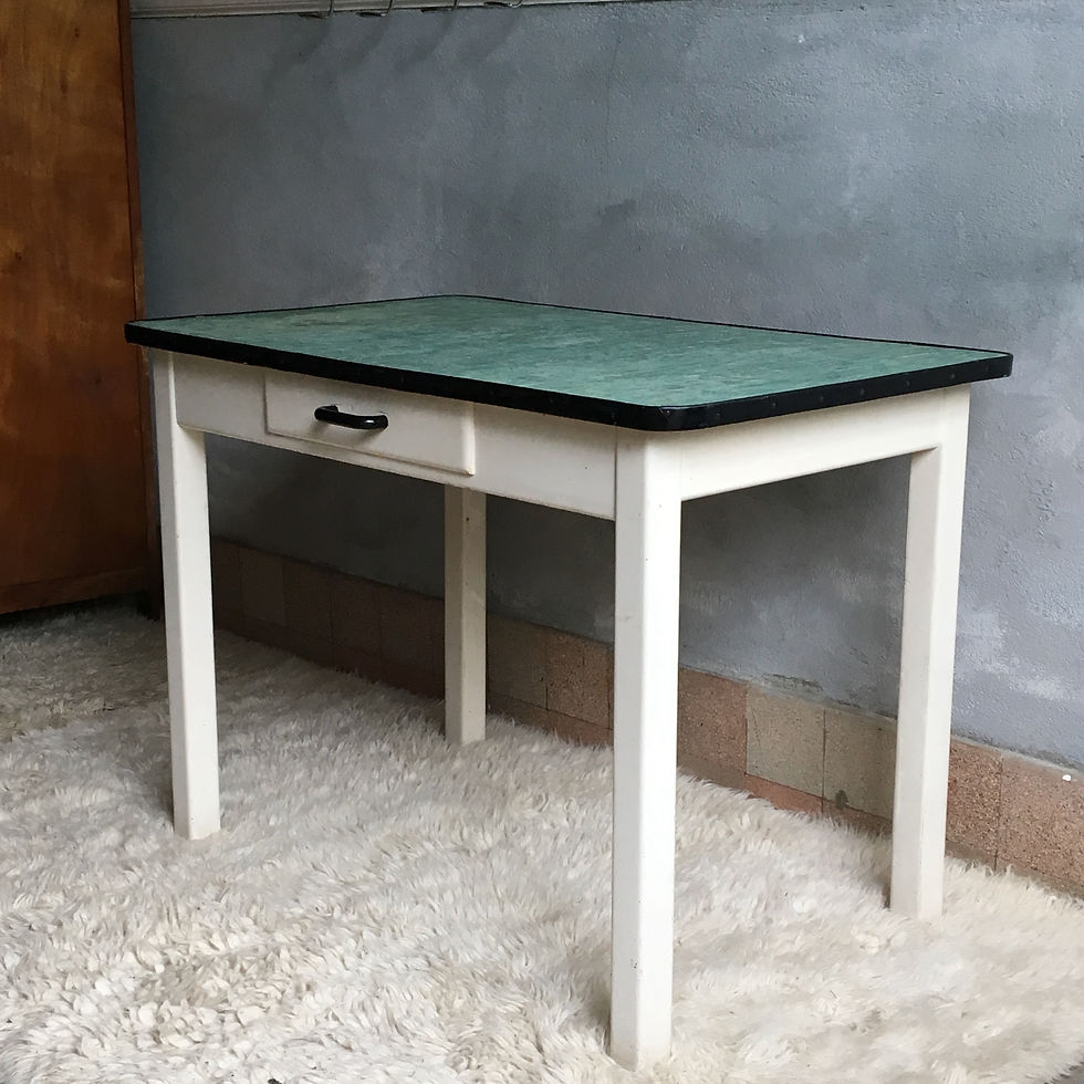 Miniature : Table vintage de cuisine verte - Table de campagne vintage années 50