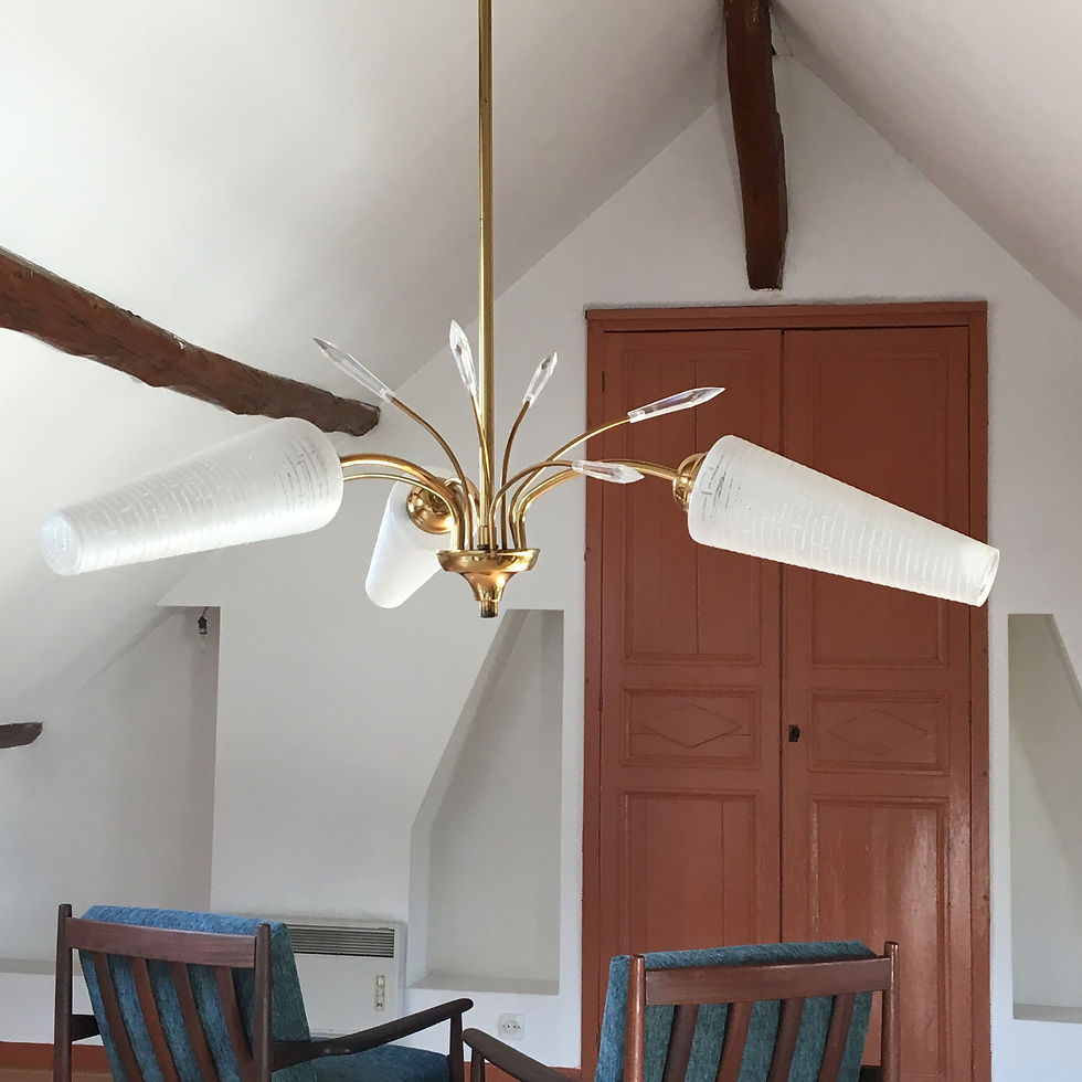 Miniature : Suspension opaline 3 branches vintage