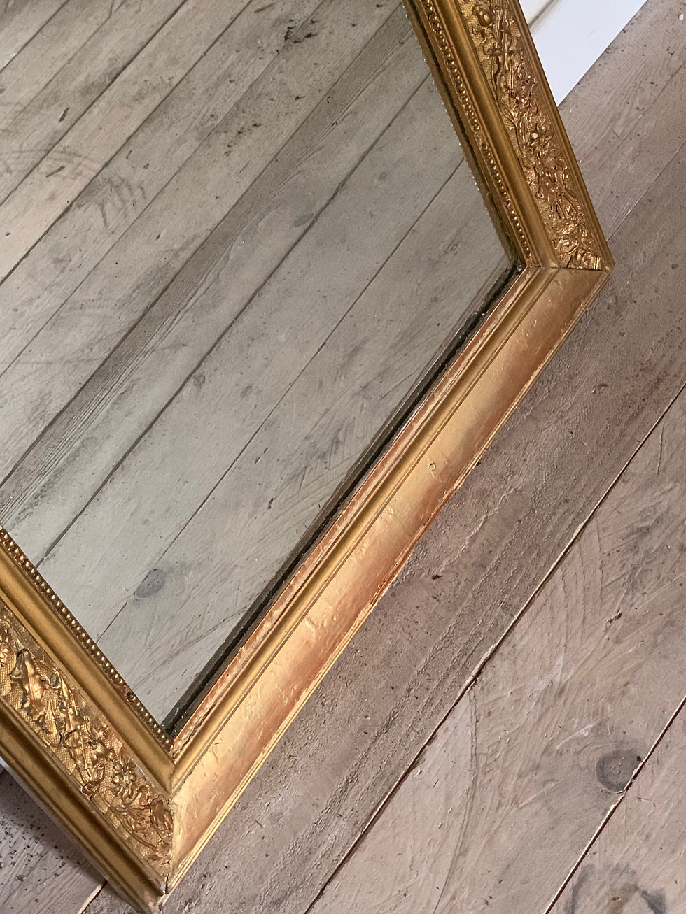Miniature : Miroir cheminée doré à motif  floraux Louis philippe  
