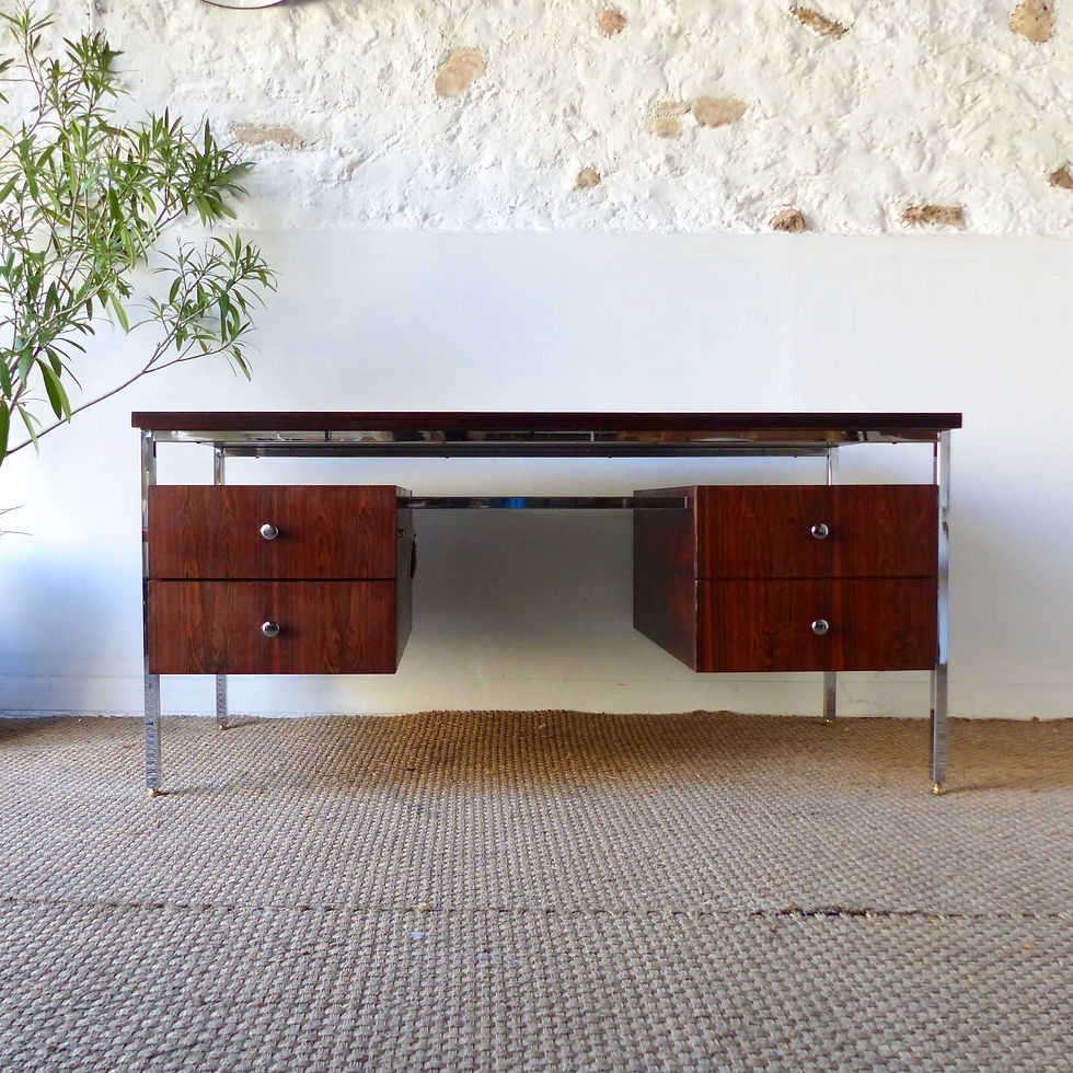 Bureau vintage chrome et  palissandre