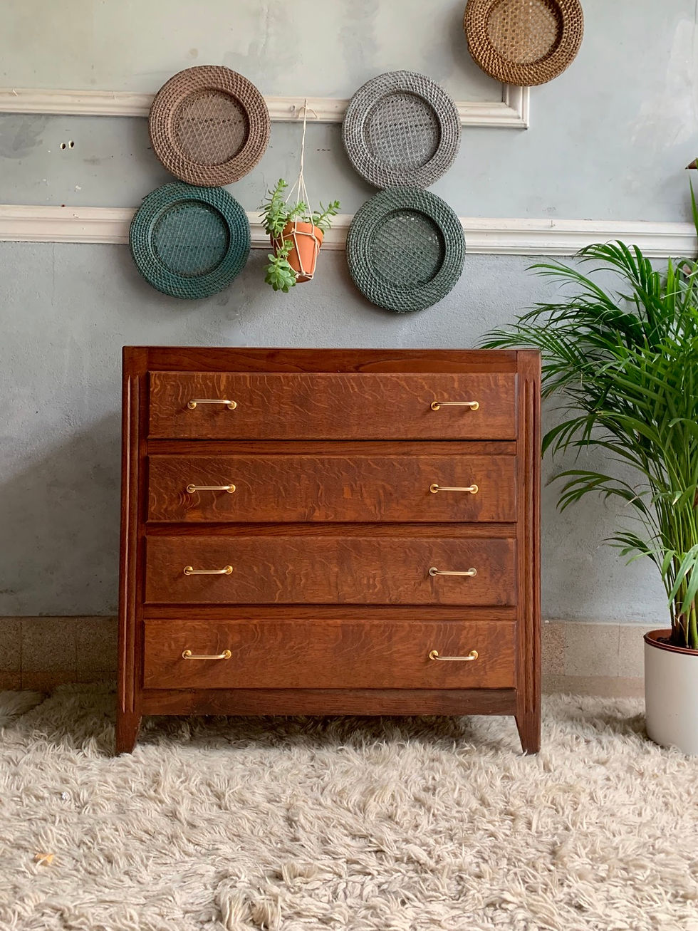 Commode vintage en chêne 4 tiroirs
